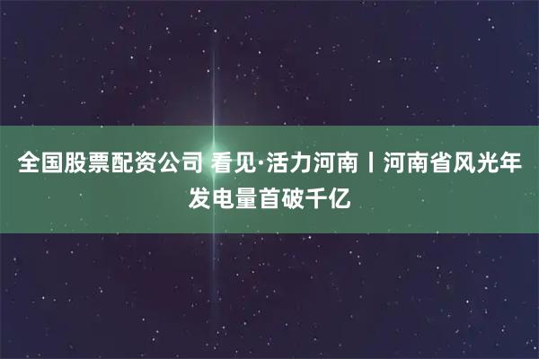 全国股票配资公司 看见·活力河南丨河南省风光年发电量首破千亿